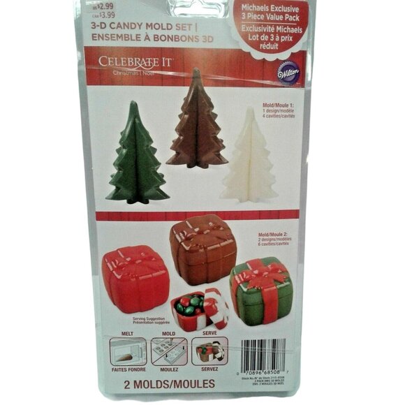Wilton 3-D Christmas Tree Gift Candy Mold Set By Celebrate It 2115-8508 NEW - Picture 1 of 2